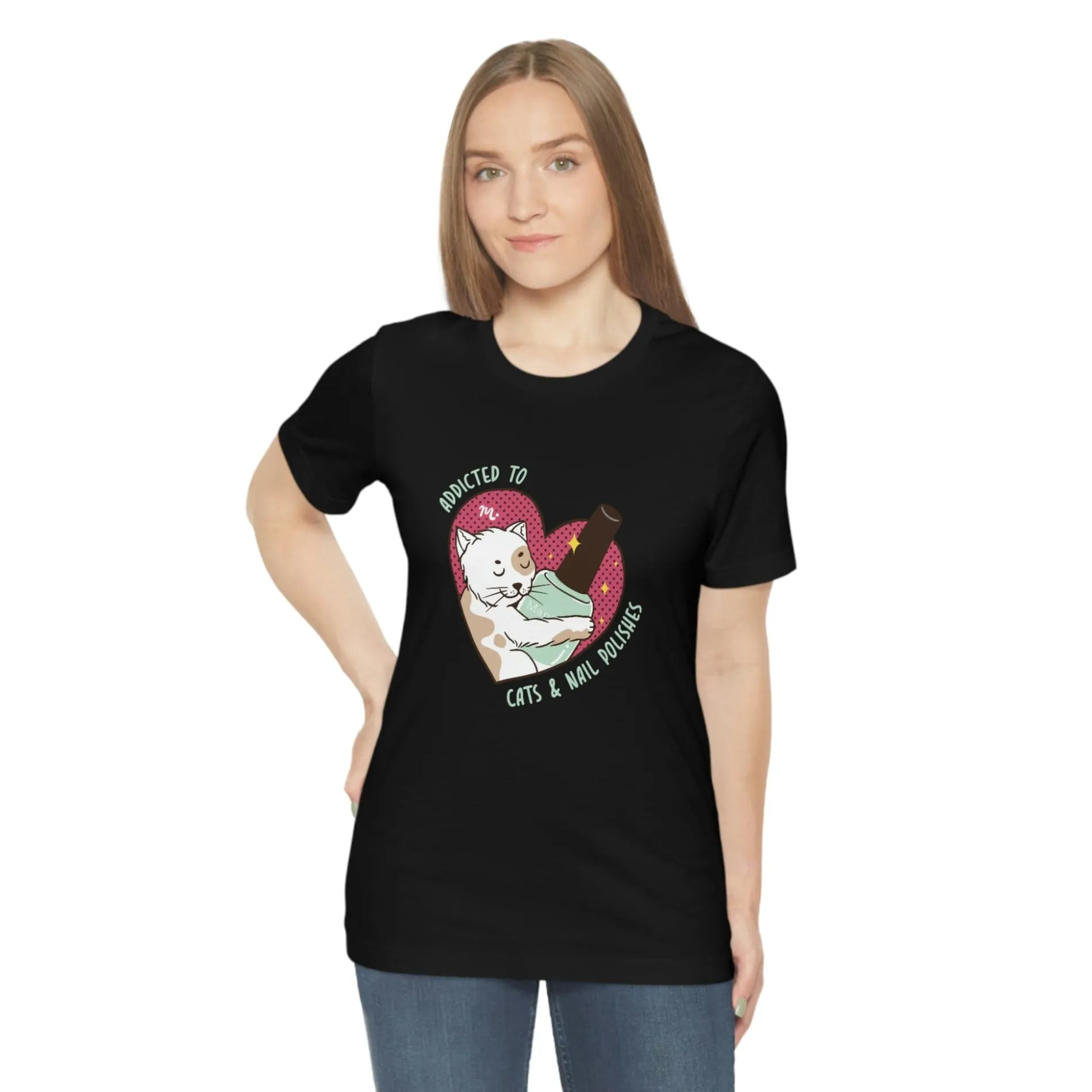 Addicted to Cats and Nail Polishes - Short Sleeve T-shirt