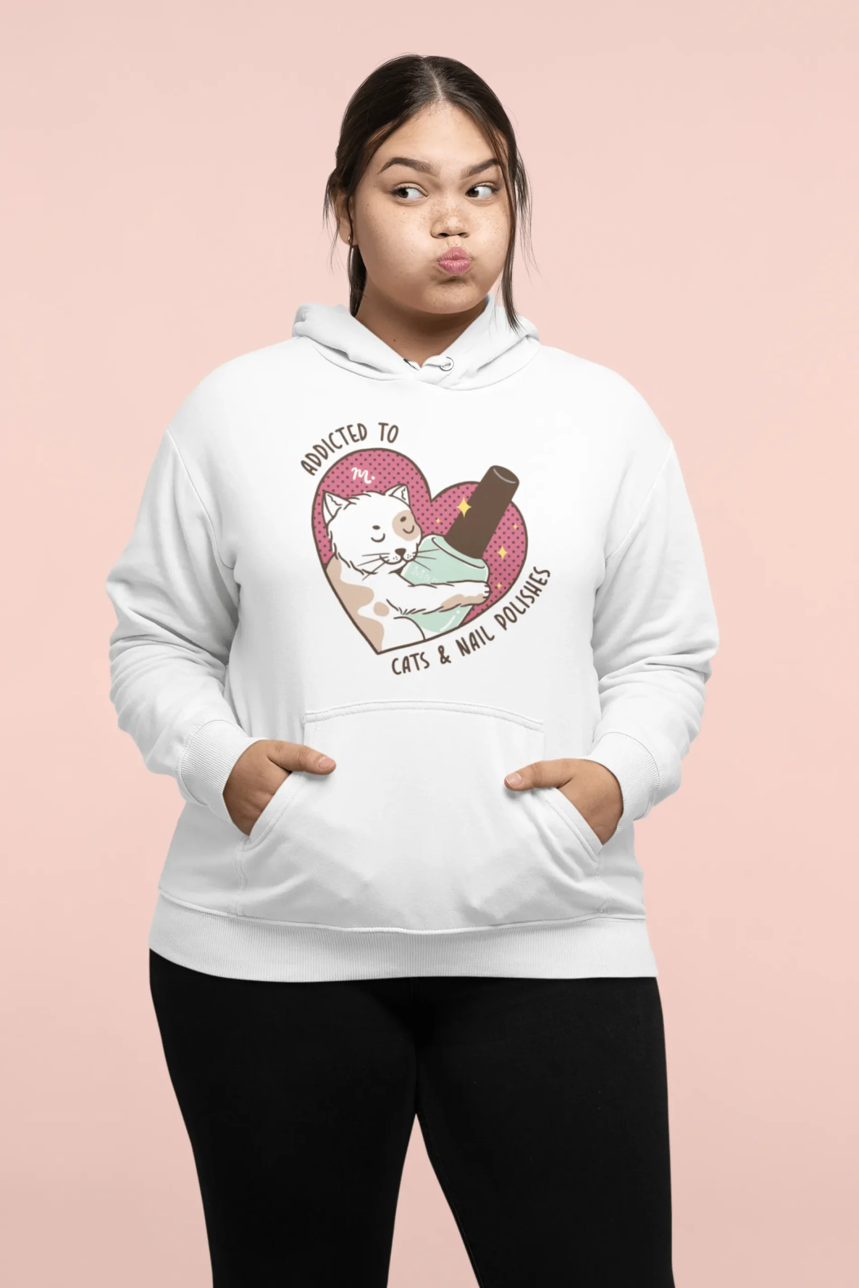 Addicted to Cats And Nail Polishes - Heavy Blend Hoodie Sweatshirt