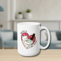 Addicted to Cats and Nail Polishes Ceramic Coffee Mug 15oz