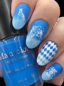 Alice (B468) - Cream Blue Stamping Polish