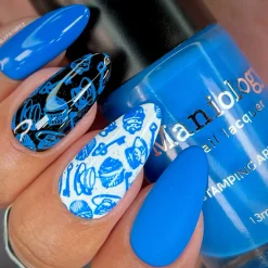 Alice (B468) - Cream Blue Stamping Polish