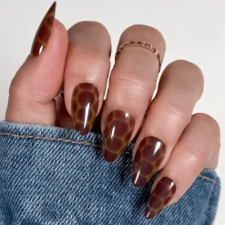 Amber Shell Press On Nails - Short Almond