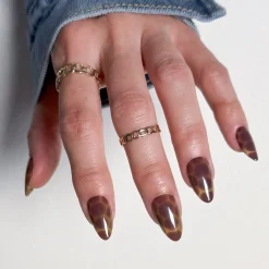 Amber Shell Press On Nails - Short Almond