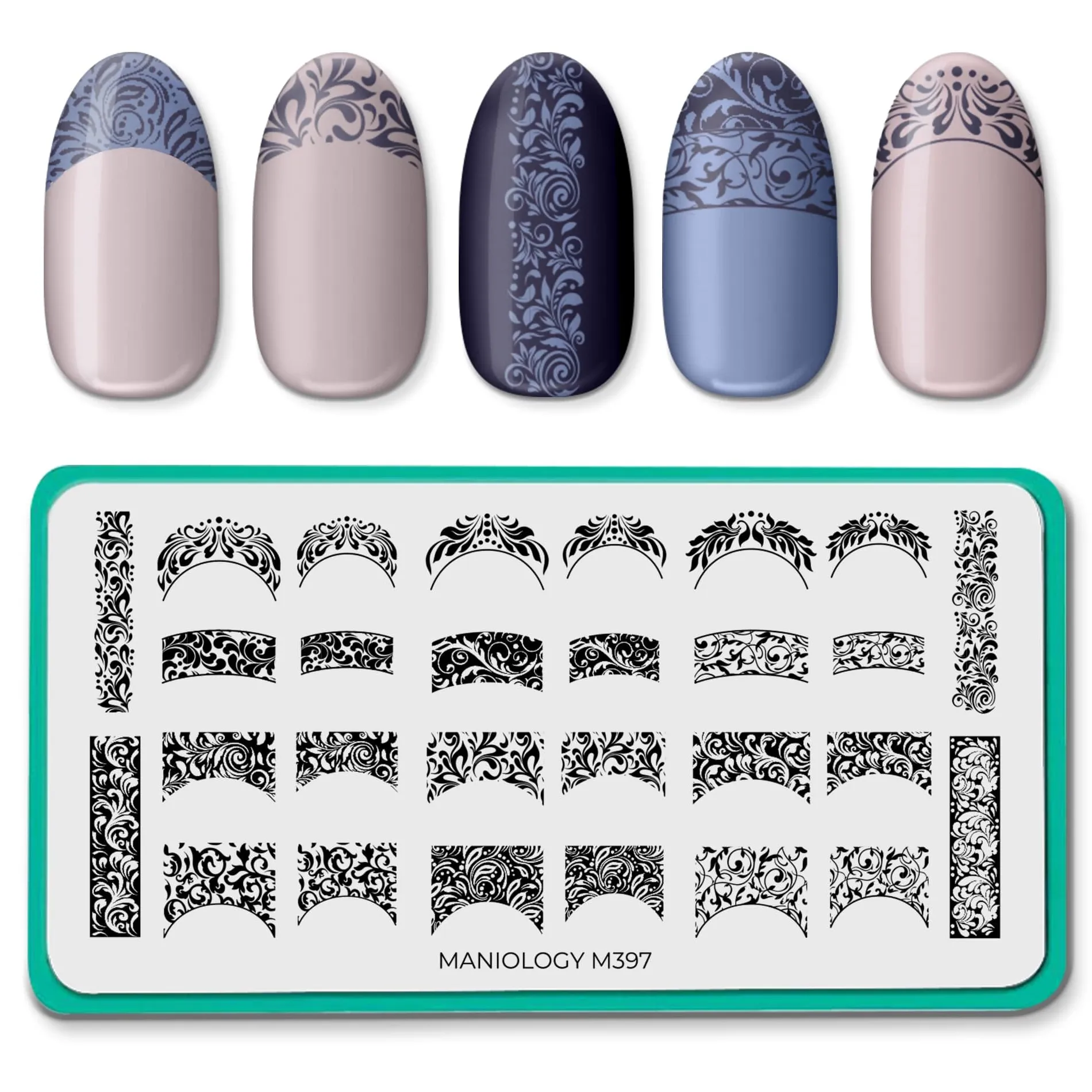 Antique Swirl French (M397) - Nail Stamping Plate