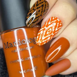 Autumn Blossom: Chrysanthemum (B302) Burnt Orange Stamping Polish