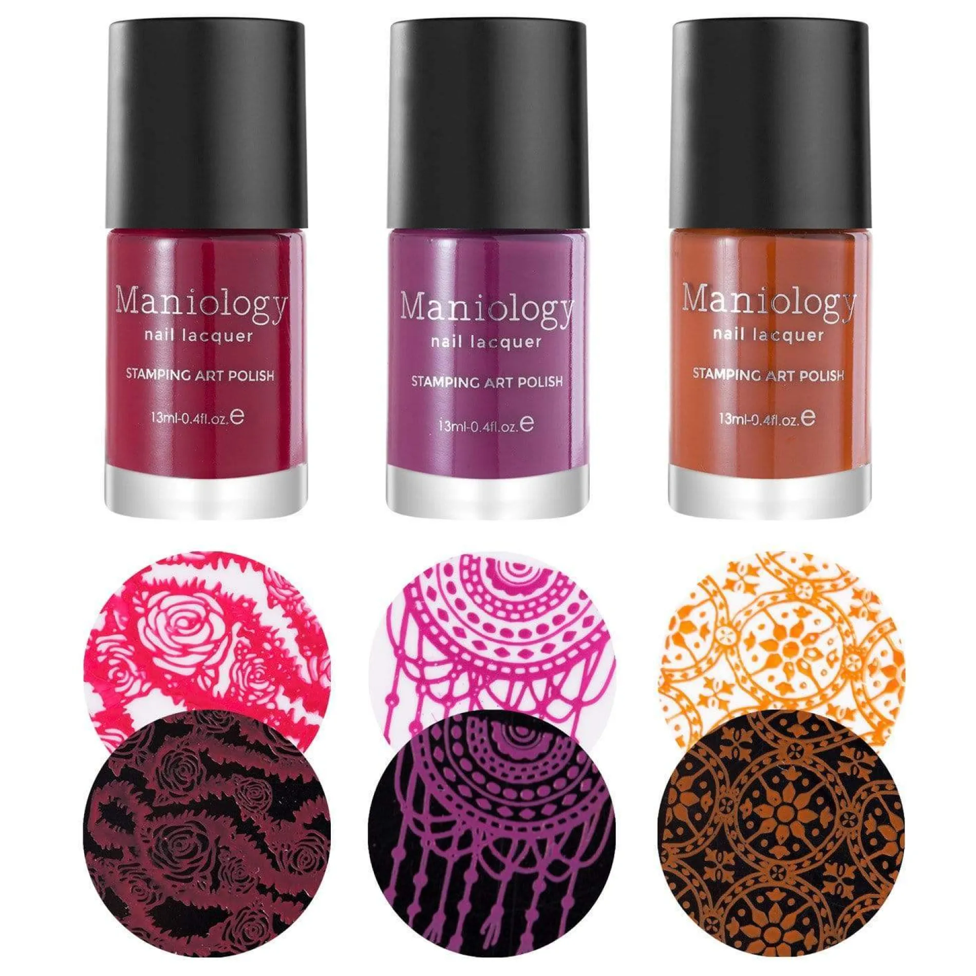Autumn Blossom: 3-Piece Cream Stamping Art Polish Set