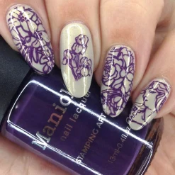 Baroque (B421) - Cream Purple Stamping Polish