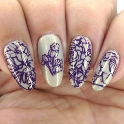 Baroque (B421) - Cream Purple Stamping Polish
