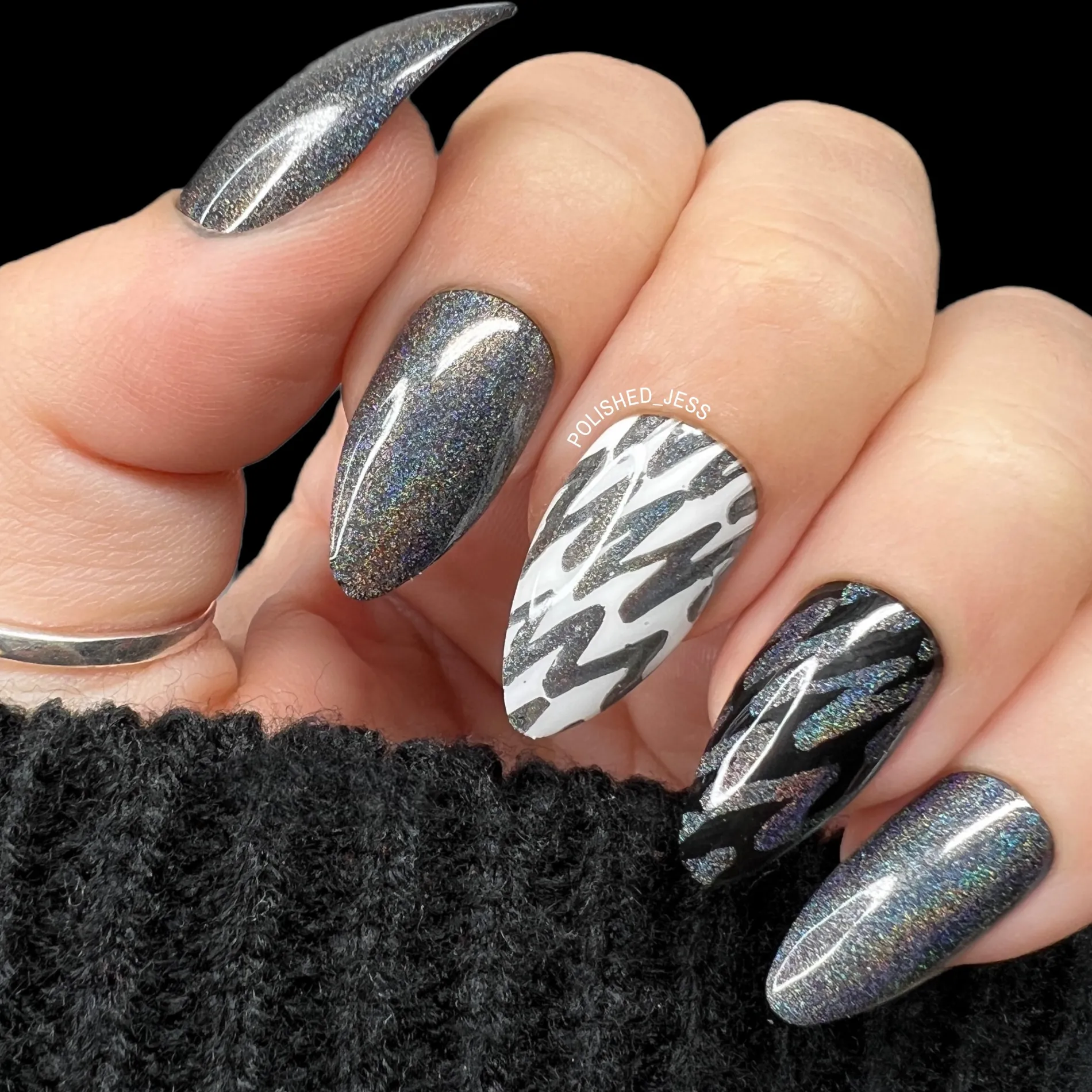 Black Magick (B293) - Holographic Black Stamping Polish