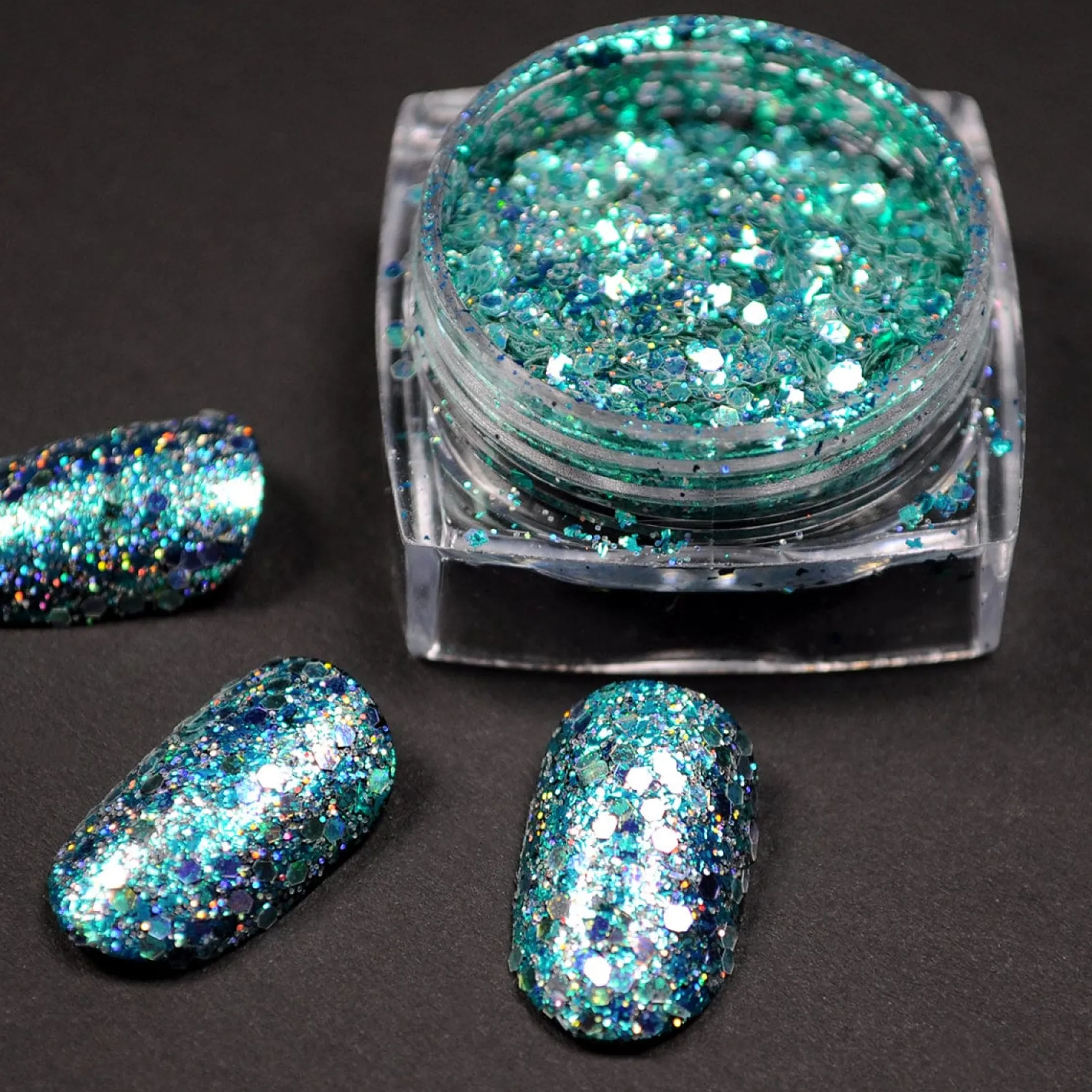 Blitz (NA038) - Teal Nail Art Glitter