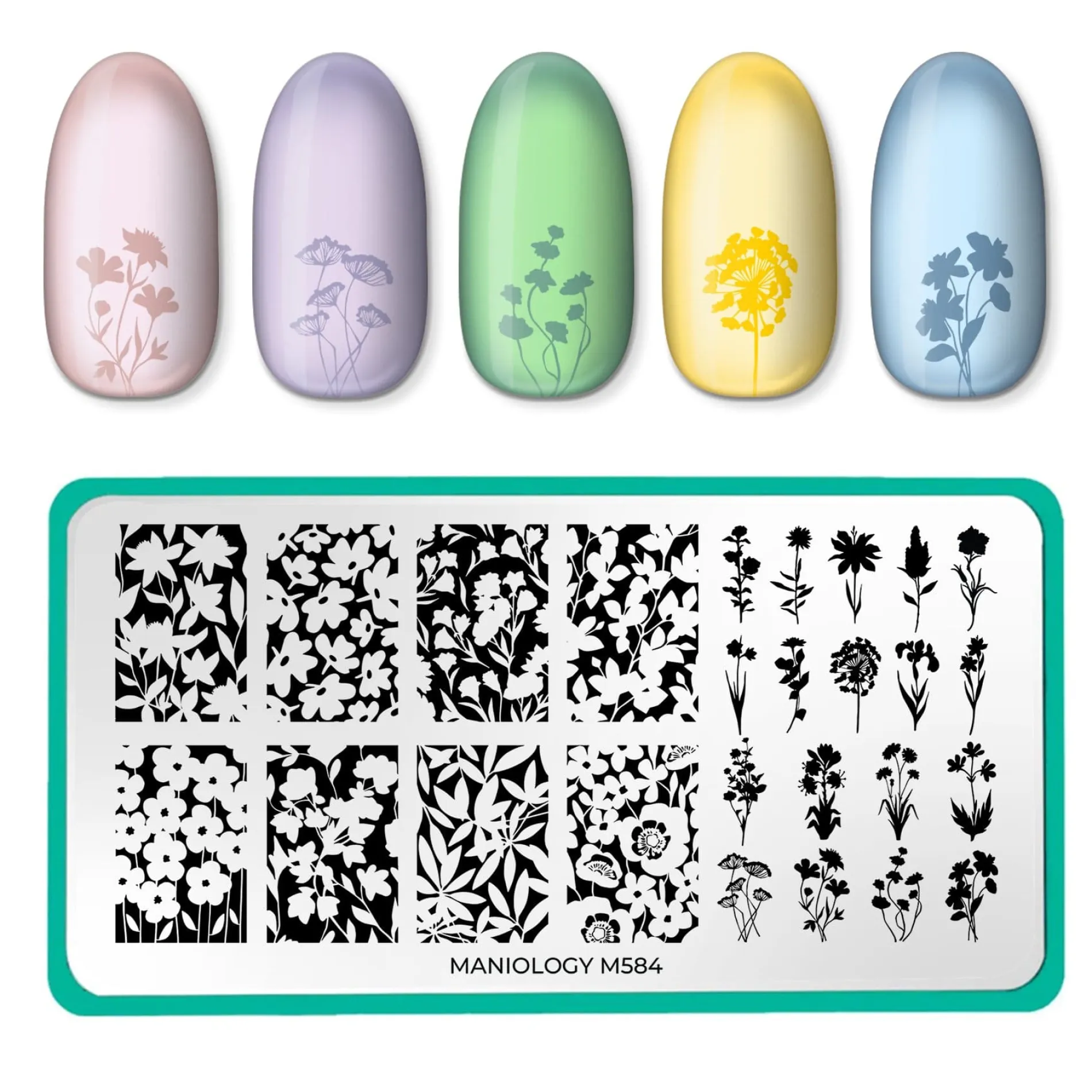 Blooming Silhouettes (M584) - Nail Stamping Plate