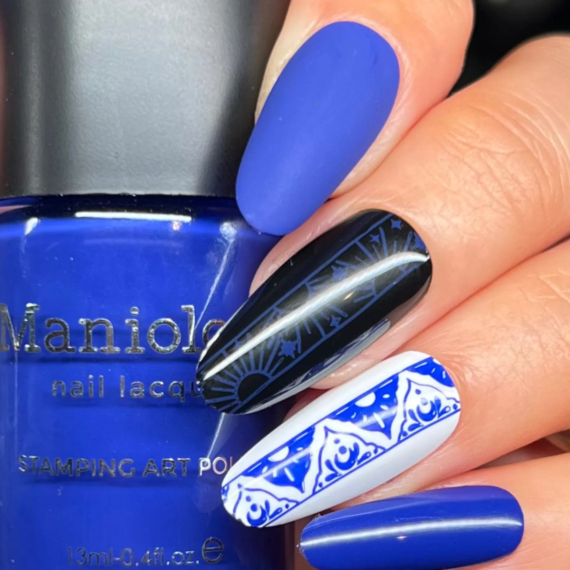 Bluebeam (B536) - Cream Electric Blue Stamping Polish
