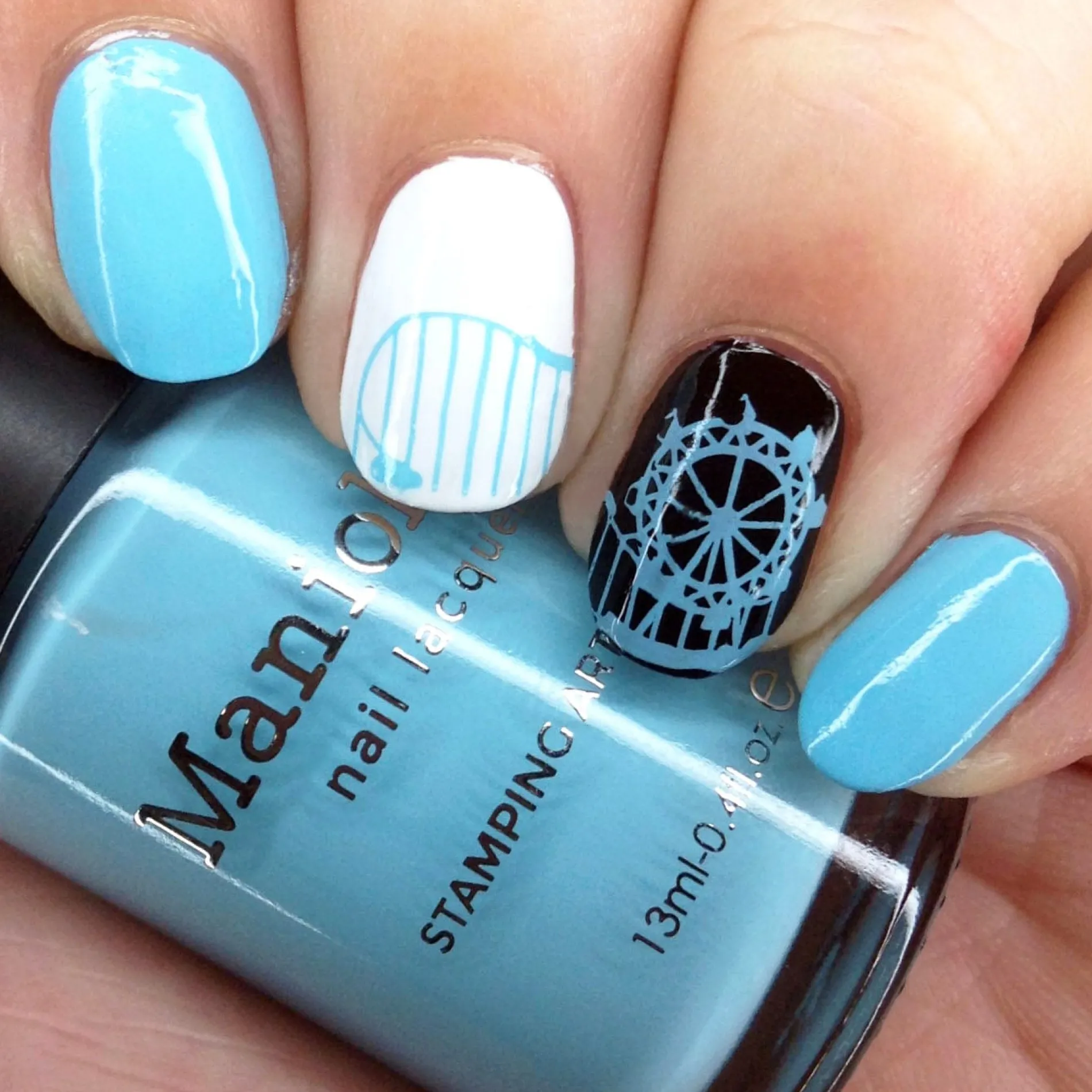 Blue Ribbon (B455) - Cream Blue Stamping Polish