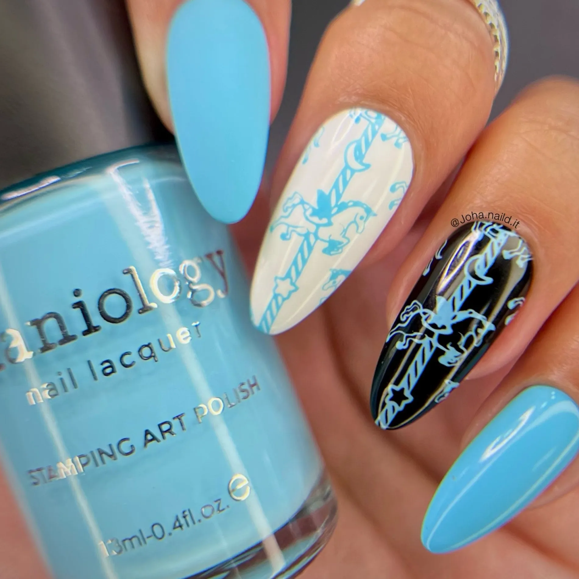 Blue Ribbon (B455) - Cream Blue Stamping Polish