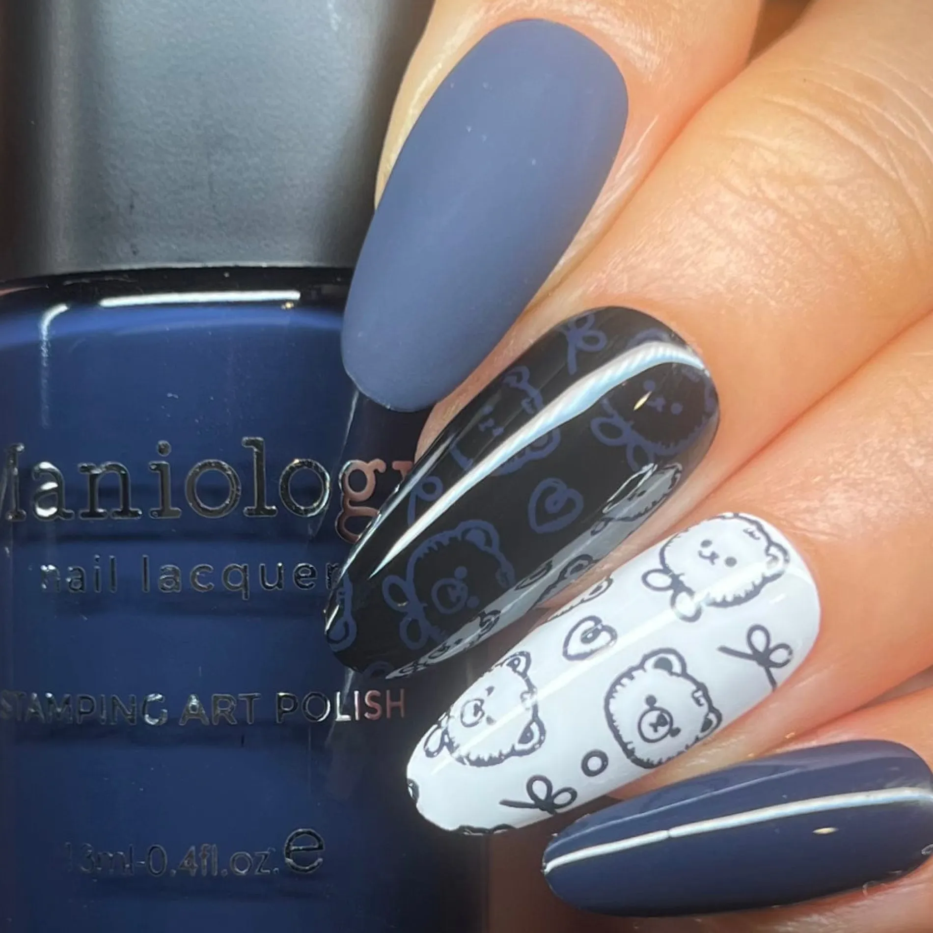Canterbury (B524) - Cream Navy Blue Stamping Polish