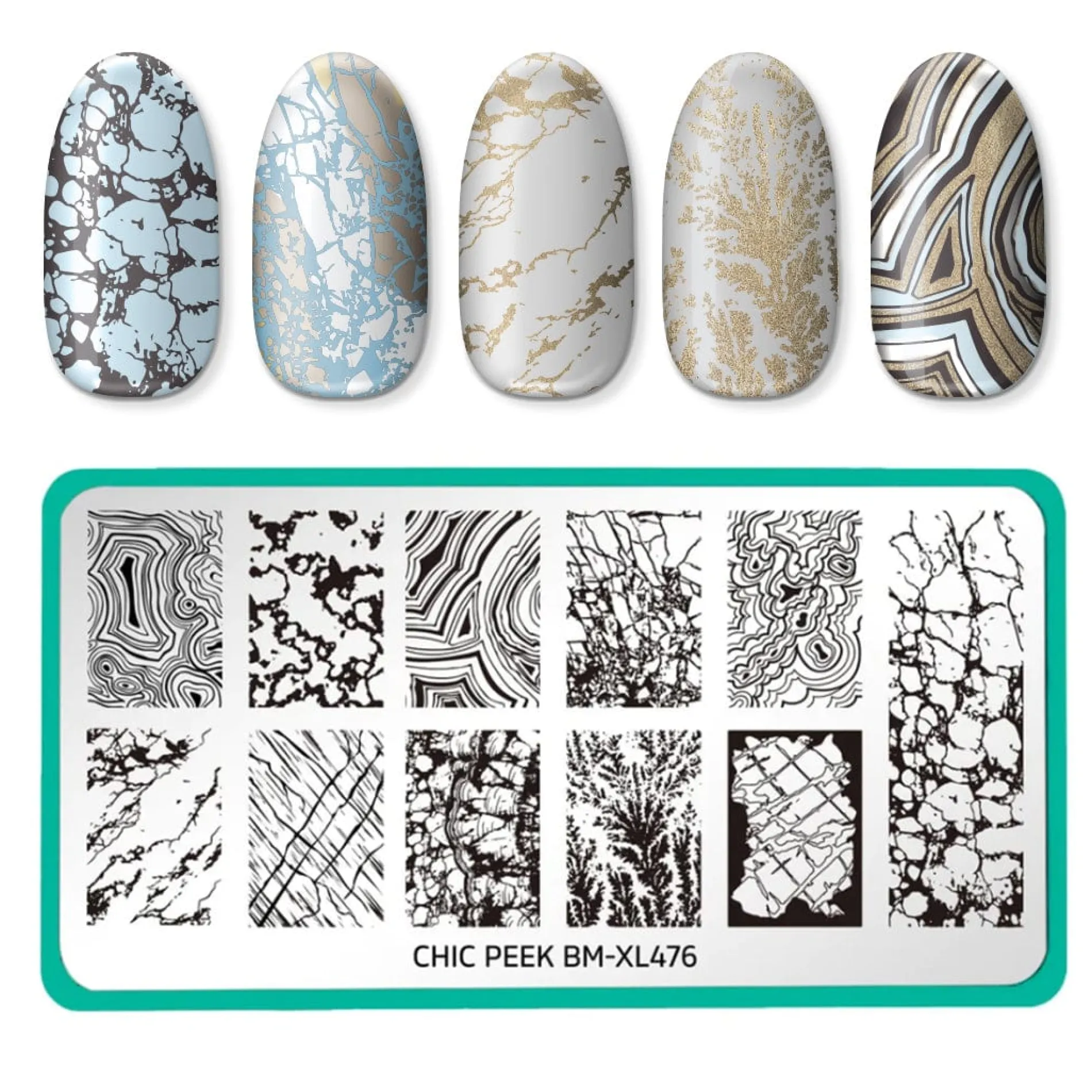 Chic Peek: Heart of Stone (BM-XL476) - Nail Stamping Plate