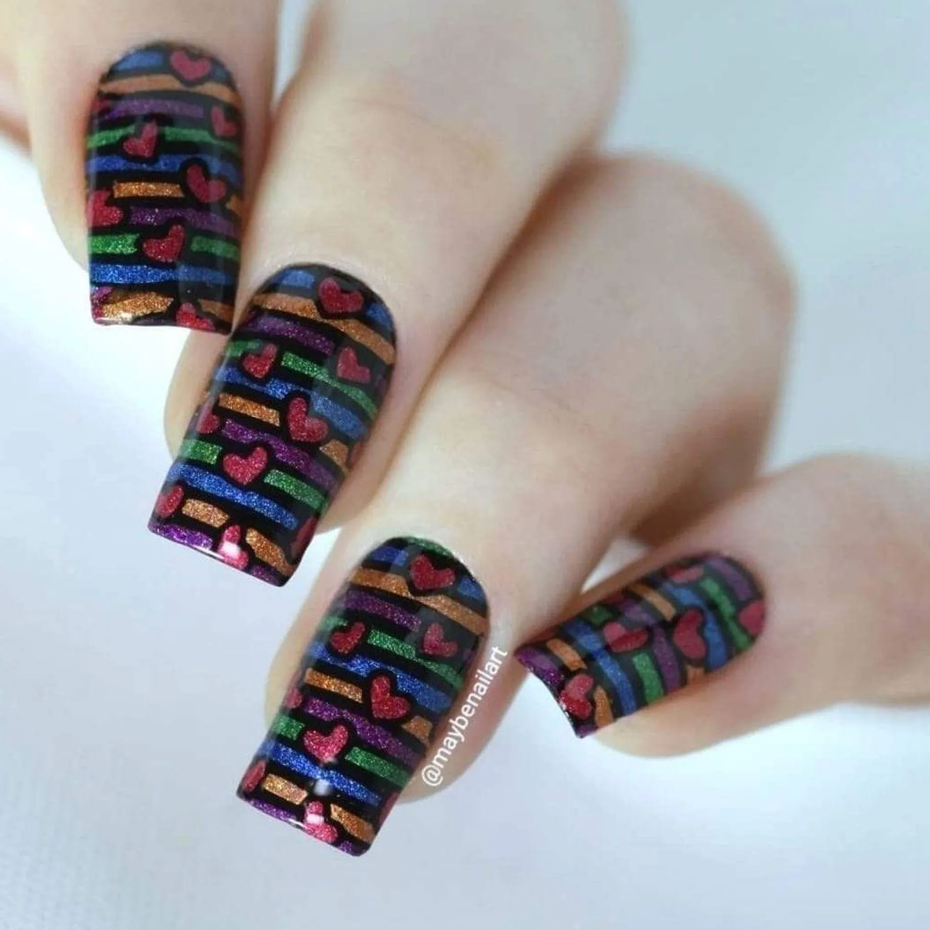 Classic Beauty: Hearts + Stars (XL355) - Nail Stamping Plate