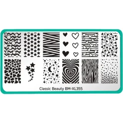 Classic Beauty: Hearts + Stars (XL355) - Nail Stamping Plate
