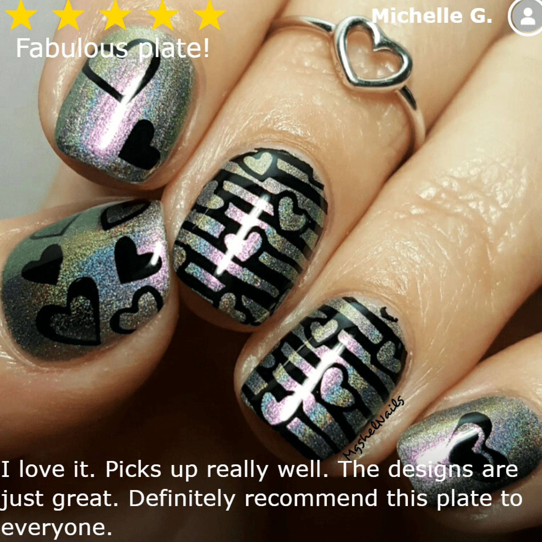 Classic Beauty: Hearts + Stars (XL355) - Nail Stamping Plate