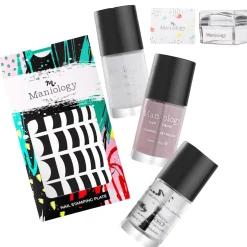 Classic French Nails Bundle: 1 Plate, 2 Polishes, Top Coat, Stamper & Scraper