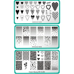 Classic Gradients & Hearts: Set of 3 Nail Stamping Plates