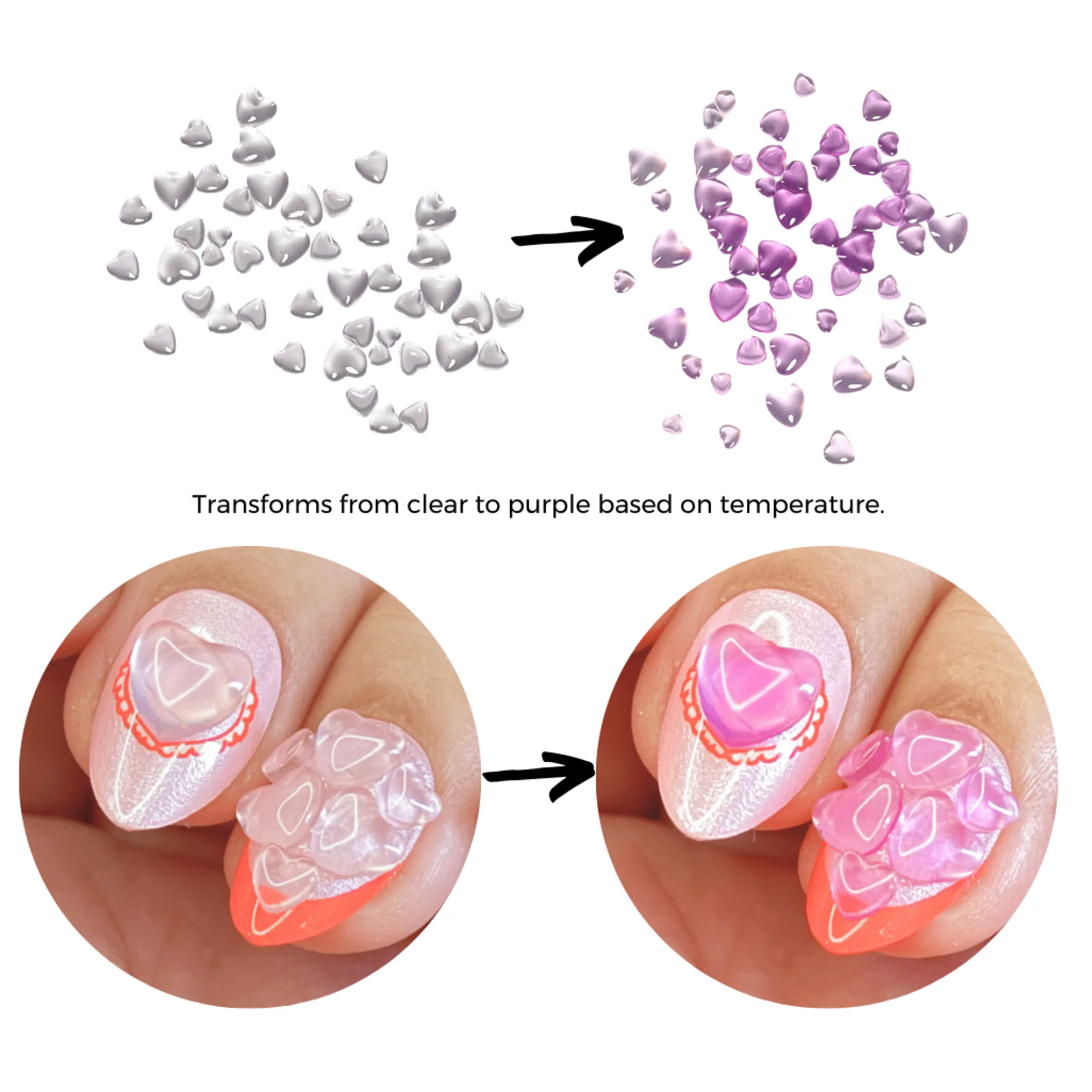 Color-changing heart studs