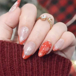 Fiery French Press On Nails - Short Almond
