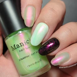 Fish Scale (B476) - Aurora Duochrome Green to Pink Stamping Polish