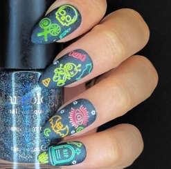 Flicker (B447) - Dark Teal Stamping Polish with Holographic Glitters