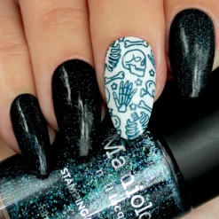 Flicker (B447) - Dark Teal Stamping Polish with Holographic Glitters