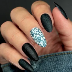 Flicker (B447) - Dark Teal Stamping Polish with Holographic Glitters