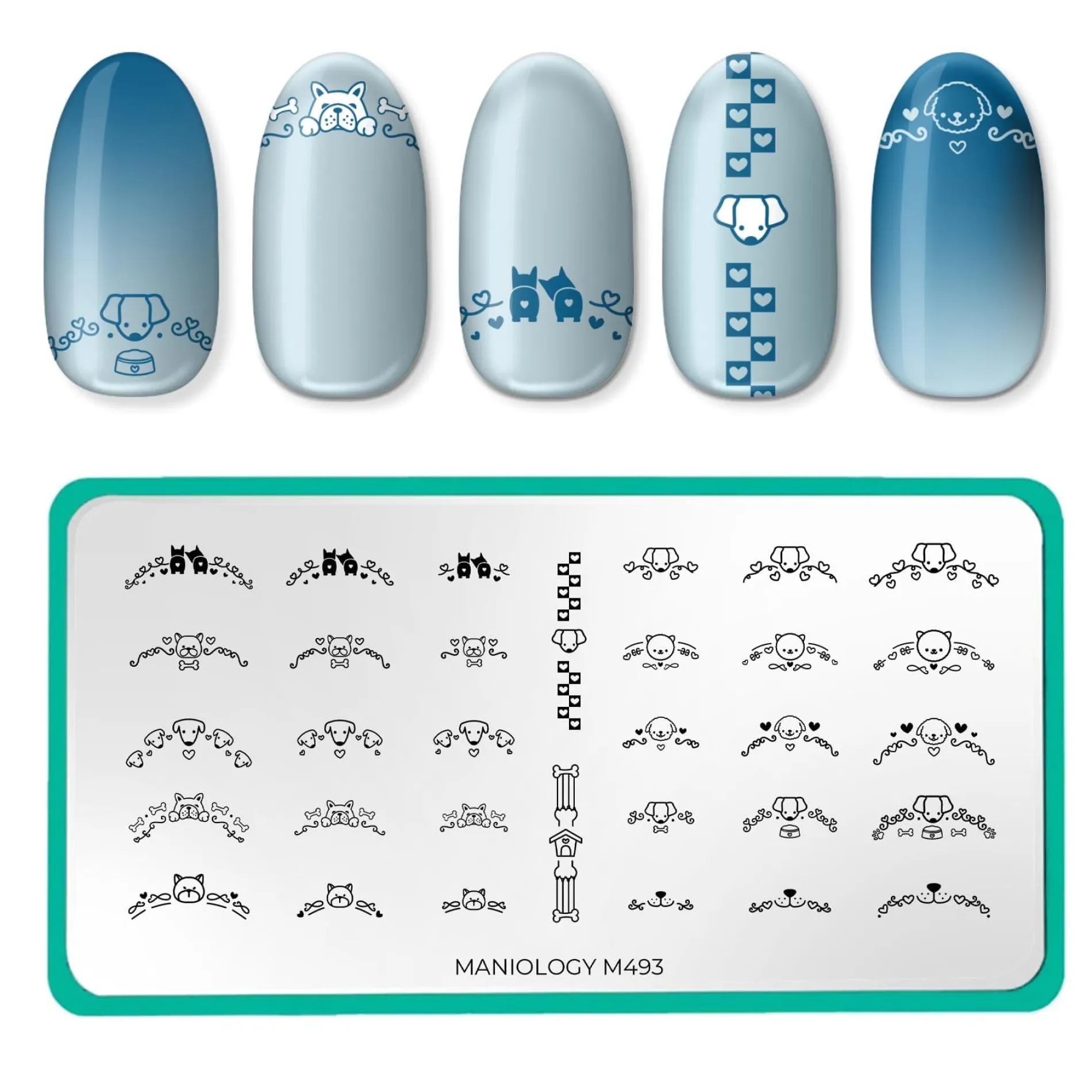 Frenchy Pups (M493) - Nail Stamping Plate