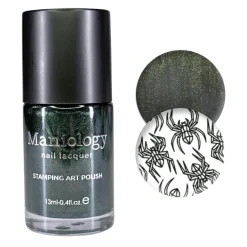 Ghostlight Gleam (B562) - Black with Iridescent Green Shimmer Stamping Polish