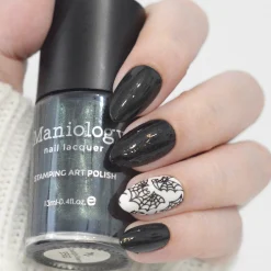 Ghostlight Gleam (B562) - Black with Iridescent Green Shimmer Stamping Polish