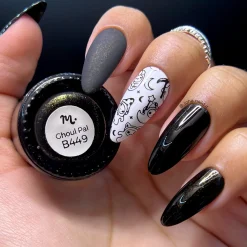 Ghoul Pal (B449) - Black Shimmer Stamping Polish