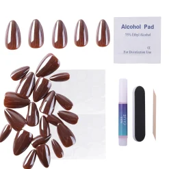 Glazed Cocoa Press On Nails - Short Almond