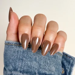 Glazed Cocoa Press On Nails - Short Almond