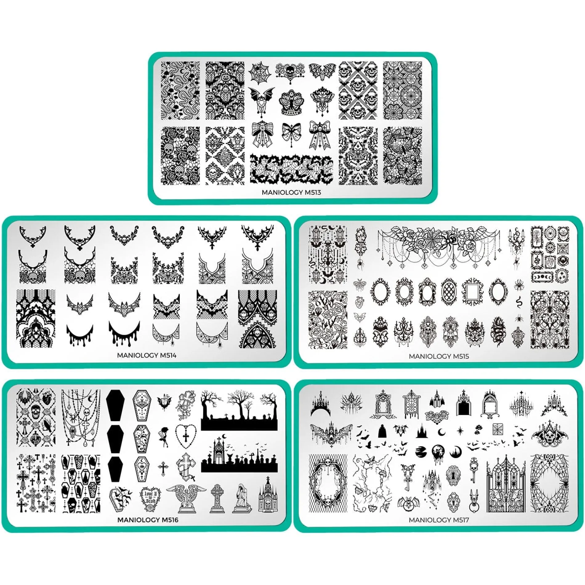 Gothic Halloween (M513-M517) - Set of 5 Nail Stamping Plates
