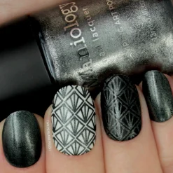 Grimm's Nightfall: Mirror, Mirror (B220)- Smoky Black Metallic Stamping Polish