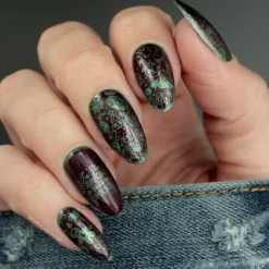 Hail Santa (B450) - Pearl Dark Plum Red Stamping Polish