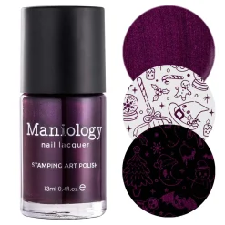Hail Santa (B450) - Pearl Dark Plum Red Stamping Polish