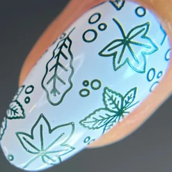 Harvest Hues: Falling Leaves (B529) - Green Metallic Stamping Polish