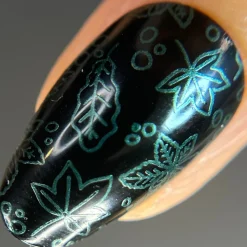 Harvest Hues: Falling Leaves (B529) - Green Metallic Stamping Polish