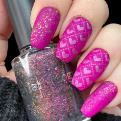 Harvest Moon: Thunder (P119) - Sheer Gray with Pink Orange Iridescent Flakies Nail Polish