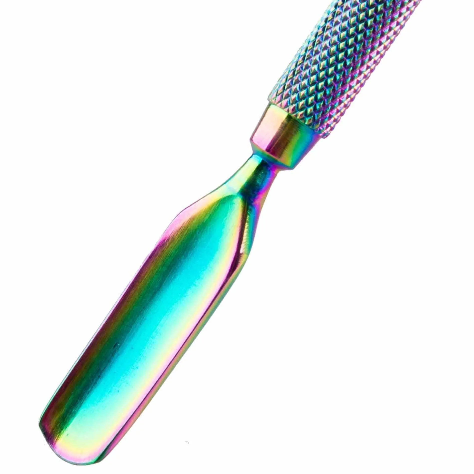 2-in-1 Double-Sided Stainless Steel Cuticle Pusher - Iridescent Rainbow Finish