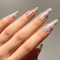 Iridescent Clear Press On Nails - Medium Coffin