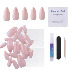 Iridescent French Press On Nails - Medium Almond