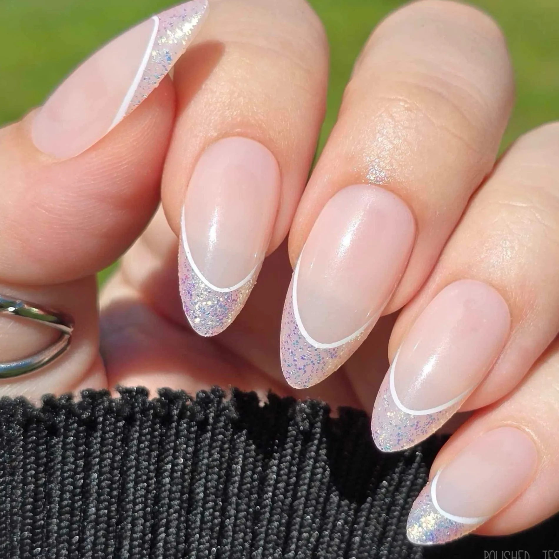 Iridescent French Press On Nails - Medium Almond