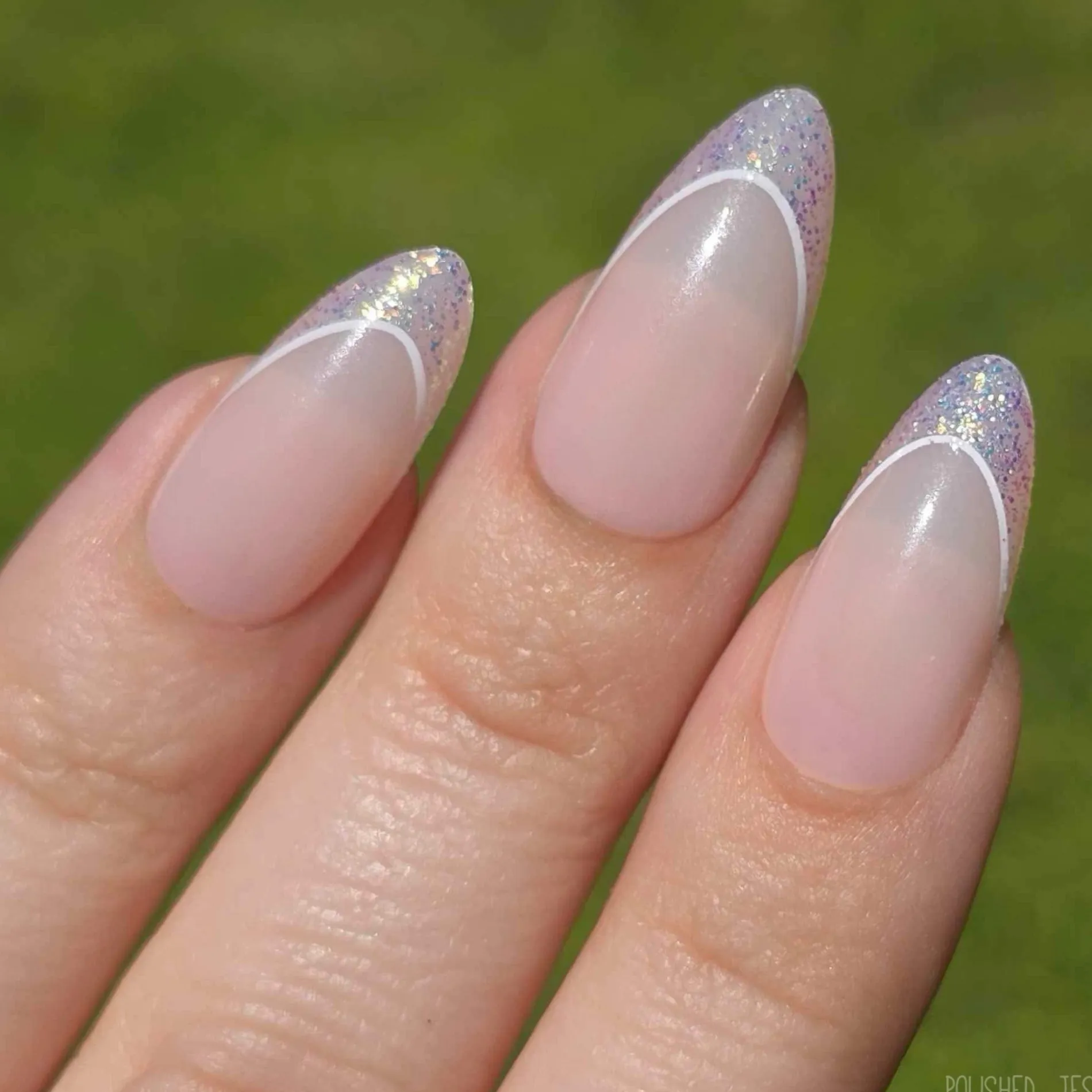 Iridescent French Press On Nails - Medium Almond