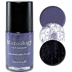 Jeweled Petals (B583) - Dark Purple Creme Shimmer Stamping Polish